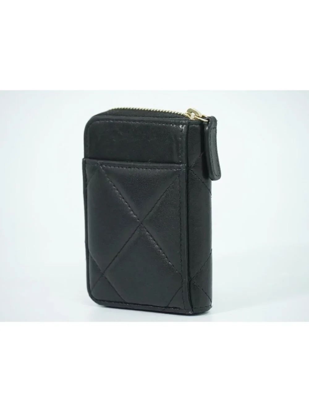Chanel 19 D'isneuf CC Logo Card Coin Purse Lambskin Leather Black